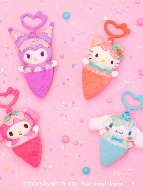 Jazwares Hello Kitty and Friends 4-Pack Ice Cream Clip-On Plush Best Seller